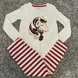 Girl’s Jingles & Joy Sequin Unicorn Outfit Sz S (7-8)